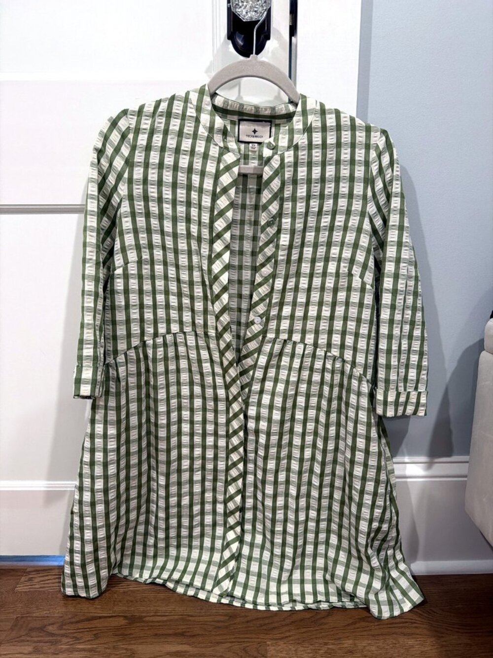 Tuckernuck Green Gingham Button-Front Dress XS